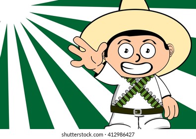 funny mexican kid cartoon expression background in vector format 