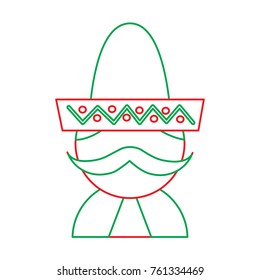 funny mexican man with hat and mustache cartoon