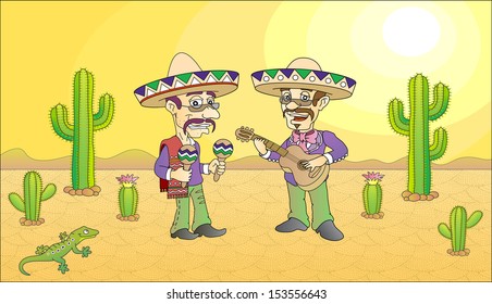 Funny mexican musician. Cartoon vector illustration.