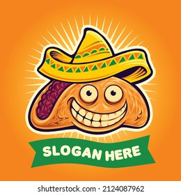 Funny mexican tacos Food Vector illustrations for your work Logo, mascot merchandise t-shirt, stickers and Label designs, poster, greeting cards advertising business company or brands.