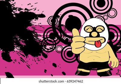funny mexican wrestler cartoon expression background in vector format 