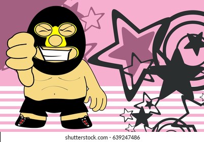 funny mexican wrestler cartoon expression background in vector format 