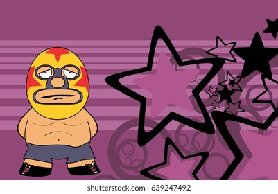 funny mexican wrestler cartoon expression background in vector format 