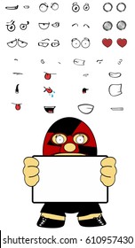 funny mexican wrestler cartoon expressions set in vectro format very easy to edit