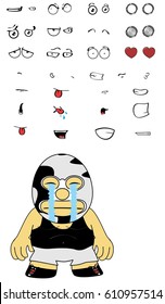 funny mexican wrestler cartoon expressions set in vectro format very easy to edit