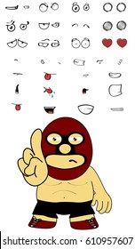 funny mexican wrestler cartoon expressions set in vectro format very easy to edit