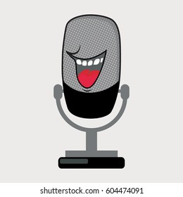 Funny Microphone With Grey Background Vector