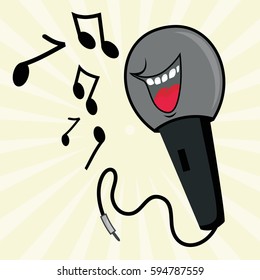 Funny Microphone With Musical Note Vector