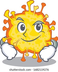 Funny minacovirus mascot character showing confident gesture
