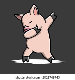 funny mini pig dabbing pet dab dance unisex design vector illustration for use in design and print wall art poster canvas