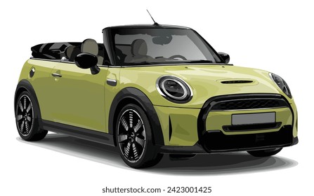 funny mini realistic sedan coupe sport colour white black elegant new 3d car icon logo urban electric s power style model cute business work modern art design vector template isolated background