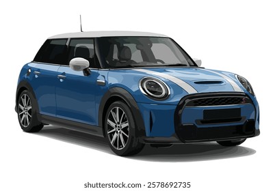 funny mini realistic sedan coupe sport colour blue black elegant new 3d car icon logo urban electric s power style model cute business work modern art design vector template isolated background
