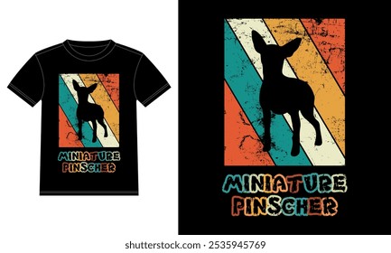 Funny Miniature Pinscher Vintage Retro Sunset Silhouette Gifts Dog Lover Dog Owner Essential T-Shirt