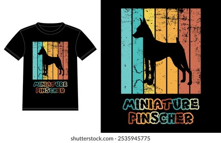 Funny Miniature Pinscher Vintage Retro Sunset Silhouette Gifts Dog Lover Dog Owner Essential T-Shirt