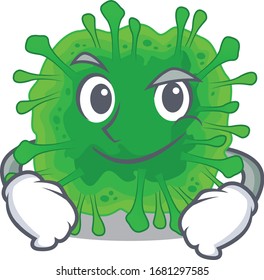 Funny minunacovirus mascot character showing confident gesture