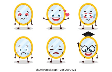 personagem de desenho animado espelho engraçado com ilustração de design de atividade pose diferente