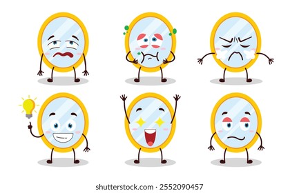 funny mirror cartoon with different expressions design illustration
