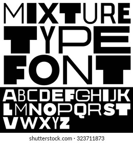 Funny mixed font. Handmade type. Decorative sanserif alphabet.