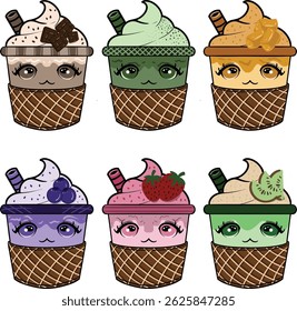 funny mixed ice with various flavors