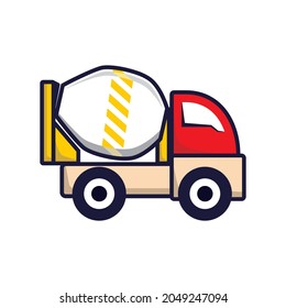 Funny Mixer Truck Car, Cartoon Vector Illustration