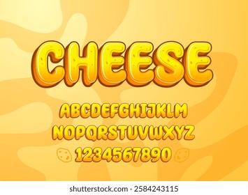 funny modern 3d  cheese font effect alphabet