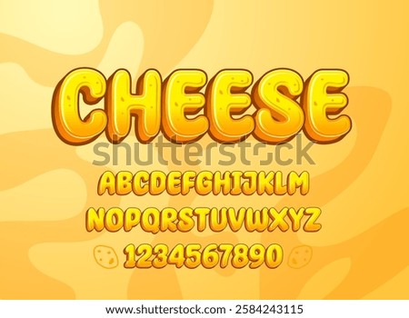 funny modern 3d  cheese font effect alphabet