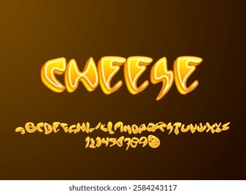 funny modern 3d groovy cheese font effect alphabet