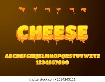 funny modern 3d melted cheese font effect alphabet