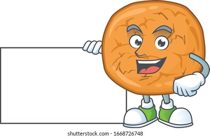 Funny molasses cookies cartoon design Thumbs up with a white board