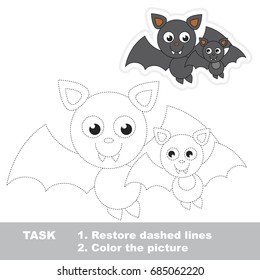 Funny Mom Vampire Bat and her Kid. Dot to dot educational game for kids.