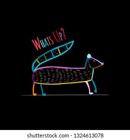 Funny mongoose colorful on black, sketch for your design