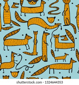 Funny mongooses, seamless pattern for your design