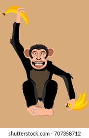 Funny monkey with bananas vector illustration