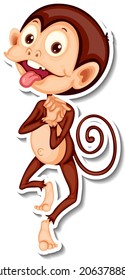 Funny monkey cartoon character sticker illustration