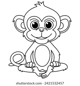 Caricatura divertida de monos para el libro de colorear.