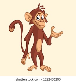 Funny monkey cartoon icon. Vector illustration of drawing monkey outlined