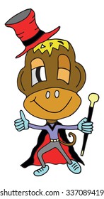 Funny monkey cartoon illustration