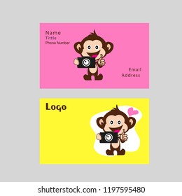 funny monkey cartoon photographing herself with smartphone isolated on white background