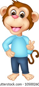 funny monkey cartoon standing with smiling