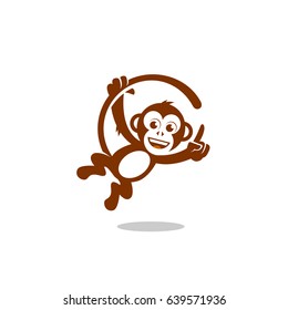 Funny Monkey Cartoon Vector Illustration.