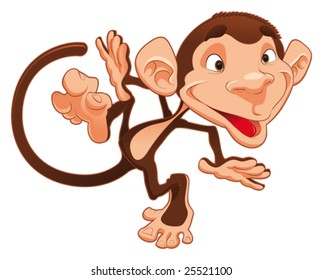 Funny monkey. Cartoon and vector isolated character