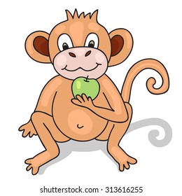Funny monkey. Cartoon and vector isolated character