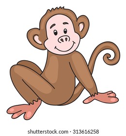 Funny monkey. Cartoon and vector isolated character