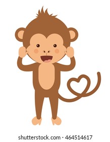 funny monkey character isolated icon design, vector illustration  graphic 