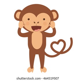 funny monkey character isolated icon design, vector illustration  graphic 