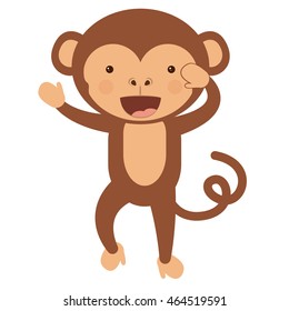 funny monkey character isolated icon design, vector illustration  graphic 