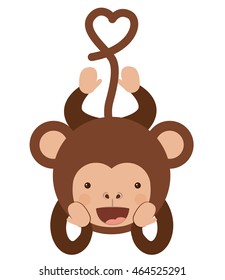 funny monkey character isolated icon design, vector illustration  graphic 