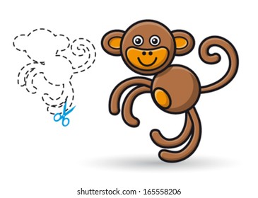 Funny monkey. Children's applique and crafts.