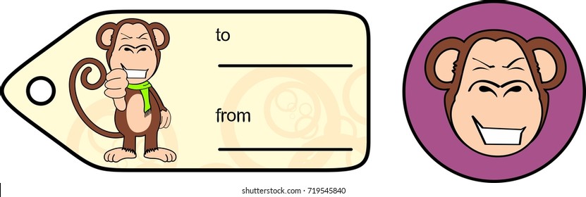 funny monkey chimp expression cartoon giftcard in vector format very easy to edit 