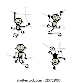 Funny monkey collection for your design. Vector illustration